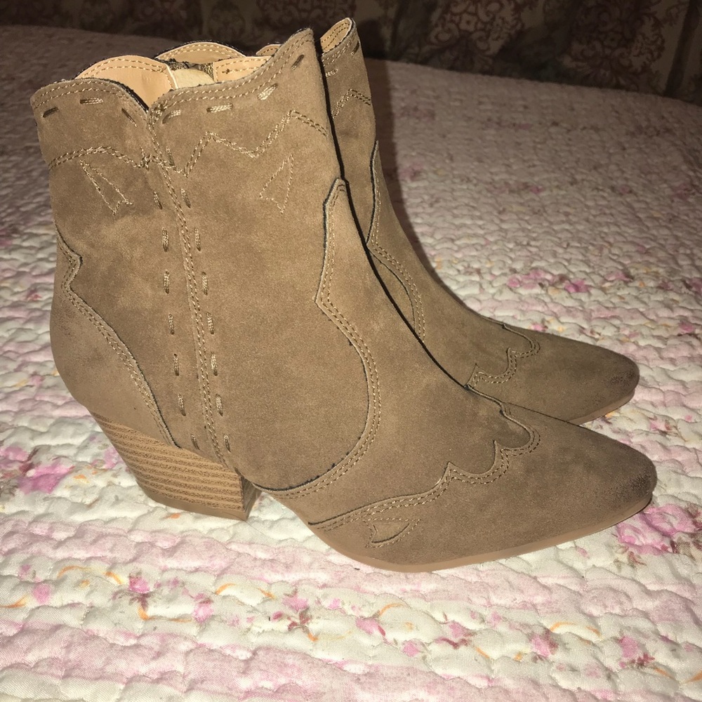 Western Detail Eco Suede Ankle Bootie